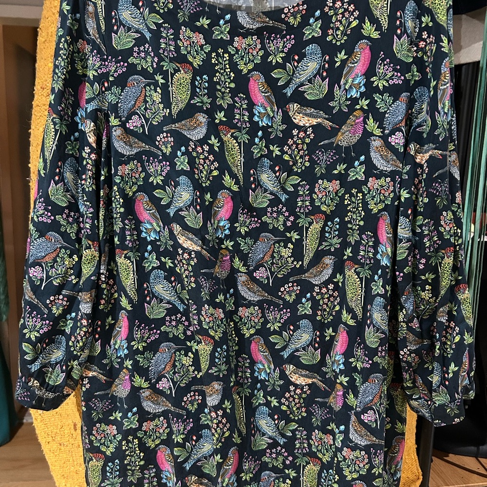 J. Jill Multicolor Bird and Floral Print Blouse